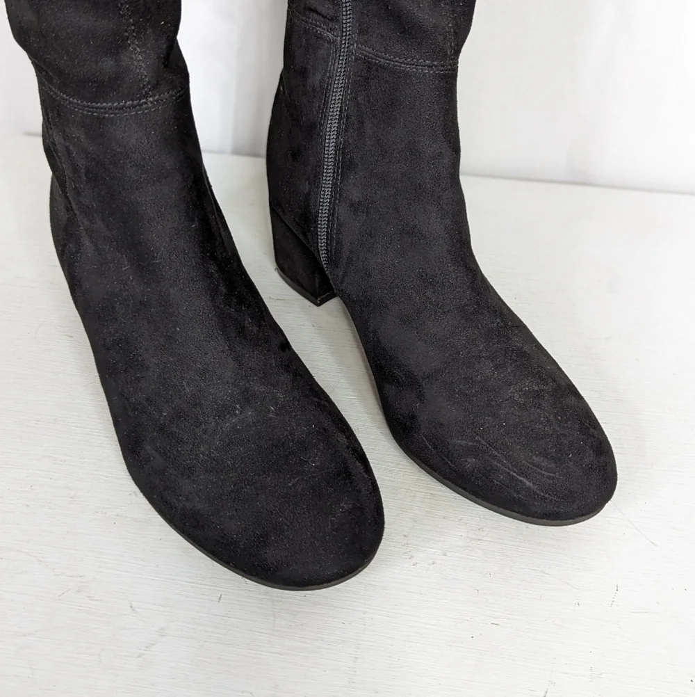 Marc Fisher Inspect Faux Leather Over the Knee Block Heel Boots Size 6.5